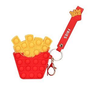 Bubble Popper Keychain Zipper Pouch Fidget Toy Pop Sensory Toy (French Fries)